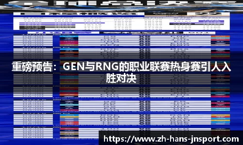 重磅预告：GEN与RNG的职业联赛热身赛引人入胜对决